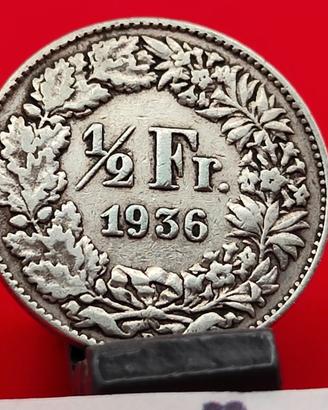 1936 Svizzera ½ Franco Ag 835 2,5g