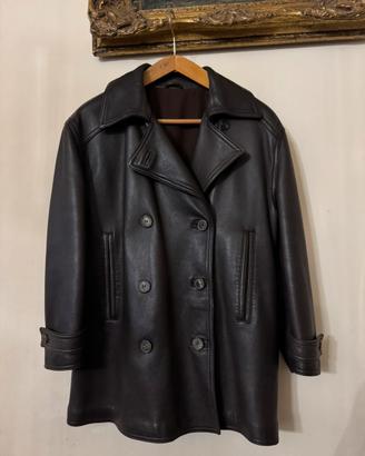 Giaccone vintage RUFFO doppiopetto in vera pelle