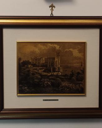 quadro incisione su argento castello di Miramare