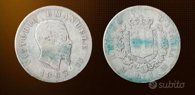 1 LIRA 1863-M ARGENTO VITTORIO EMANUELE II