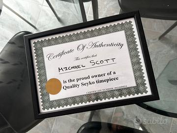 THE OFFICE Certificate authenticity Michael Scott