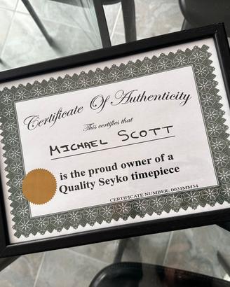 THE OFFICE Certificate authenticity Michael Scott