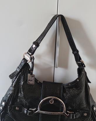 Borsa BORBONESE in pelle nera lucida