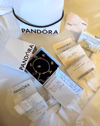 Set completo bracciale Pandora + 7 charm originali