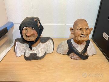 Statue in terracotta - coppia nonni sardi