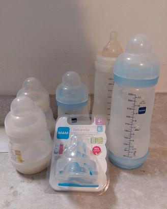 2 tettarelle MAM antigoccia nuove + set biberon