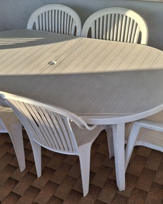 Tavolo Giardino 180x95 e 6 sedie, Grosfillex Miami