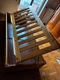 Letto singolo contenitore legno massello