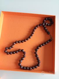 Collana marrone con grani di Feo
