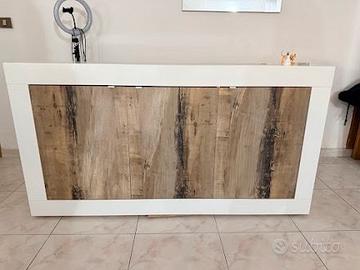 Madia/ Credenza moderna bianco lucido e legno