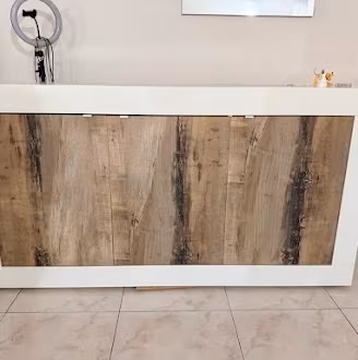 Madia/ Credenza moderna bianco lucido e legno