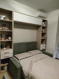 Letto a scomparsa + parete attrezzata+materasso