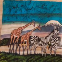 Dipinto (Batik) a mano  in stoffa savana Africana
