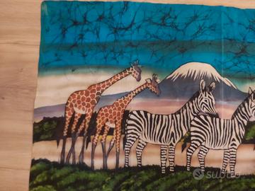 Dipinto (Batik) a mano  in stoffa savana Africana
