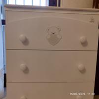 fasciatoio, cassettiera e vaschetta bagnetto 