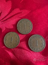 Quattro monete maltesi da  un centesimo