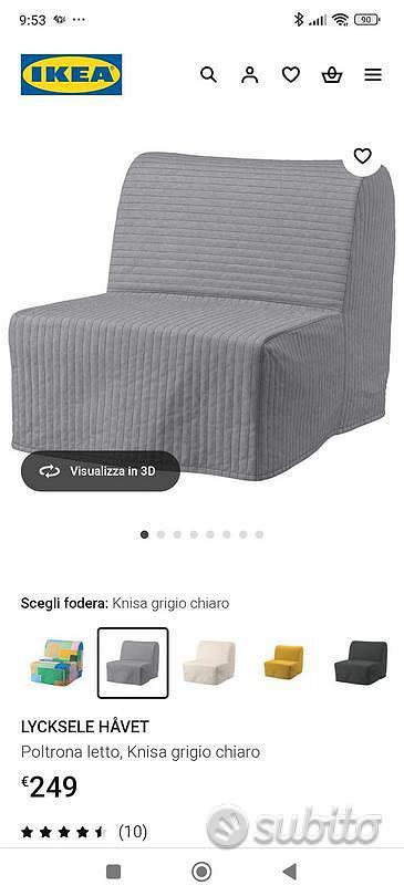 Poltrona letto ikea LYCKSELE LÖVÅS copripoltrona Arredamento e