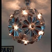 Lampadario sputnik in acciaio space age anni 70 
