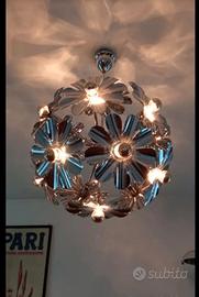 Lampadario sputnik in acciaio space age anni 70 