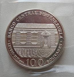 VENEZUELA 100 BOLIVARES ARGENTO SIMON BOLIVAR BCV