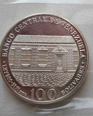 VENEZUELA 100 BOLIVARES ARGENTO SIMON BOLIVAR BCV