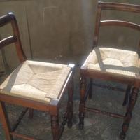 Coppia sgabelli nuovi DelTongo alti legno e paglia