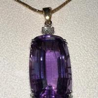 COLLANA ORO 18kt. DIAMANTE ED AMETISTA NATURALE