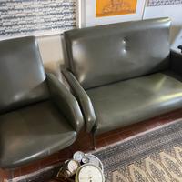 Salottino vintage divano poltrone verde anni 50