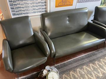 Salottino vintage divano poltrone verde anni 50