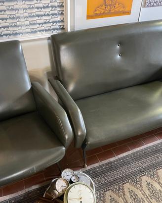 Salottino vintage divano poltrone verde anni 50