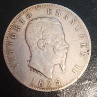 Moneta 5 Lire Argento - 1875 Vittorio Emanuele II