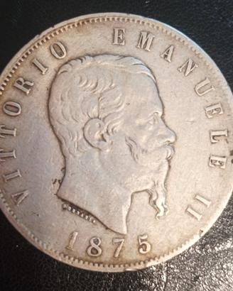 Moneta 5 Lire Argento - 1875 Vittorio Emanuele II