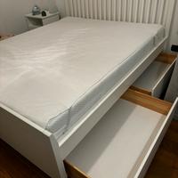 Letto bianco IKEA INDANAS con cassetti,come nuovo