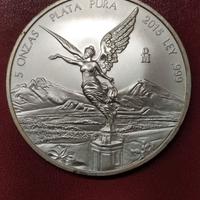 MEXICO –Libertad 5 Onzas 2015 Plata Pura Ley 999,9