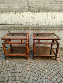 Coppia tavolini Bamboo design vintage