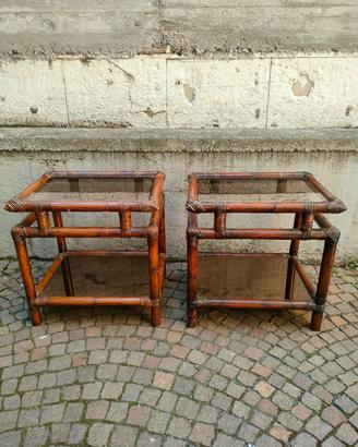 Coppia tavolini Bamboo design vintage