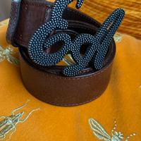 Cintura Emporio Armani pelle marrone e fibbia 42