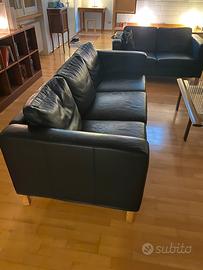 Coppia Divani IKEA Karlstad Ecopelle Nera 3+2