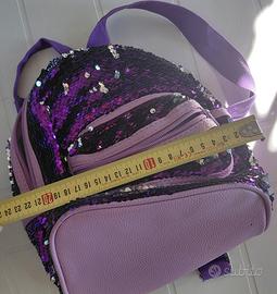 Zaino mini con paillettes viola reversibili