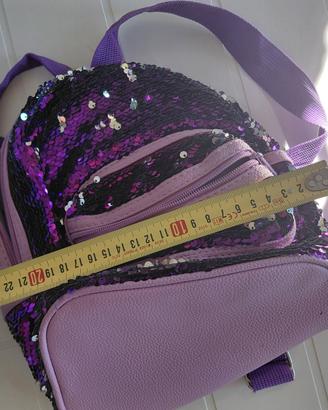 Zaino mini con paillettes viola reversibili