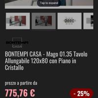 Tavolo 120x80 allungabile bontempi casa mago