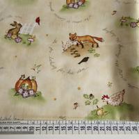 Tessuto 100% cotone. Volpe coniglio. 94x112 cm