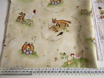 Tessuto 100% cotone. Volpe coniglio. 94x112 cm