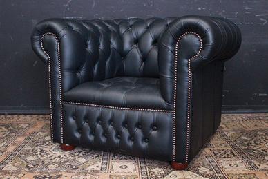 Poltrona originale Chesterfield club in pelle nera