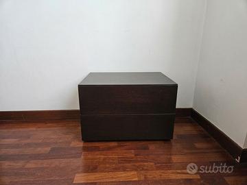 Coppia comodini moderni 2 cassetti – Wengé / Legno
