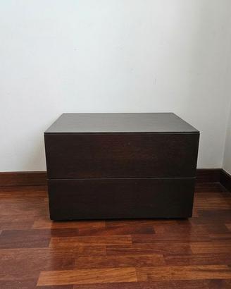 Coppia comodini moderni 2 cassetti – Wengé / Legno