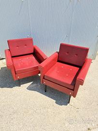 coppia poltrone rosse similpelle anni 70