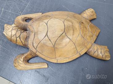 Tartaruga decorativa in legno intagliato – vintage