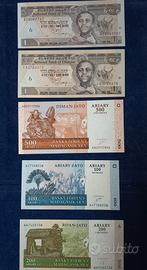 Africa Lotto di 5 banconote FDS Etiopia e Madagasc