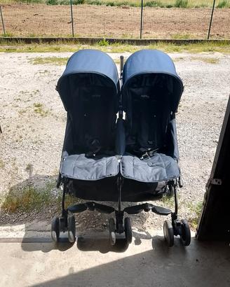 carrozzina gemellare blu navy Peg Perego Pliko Min